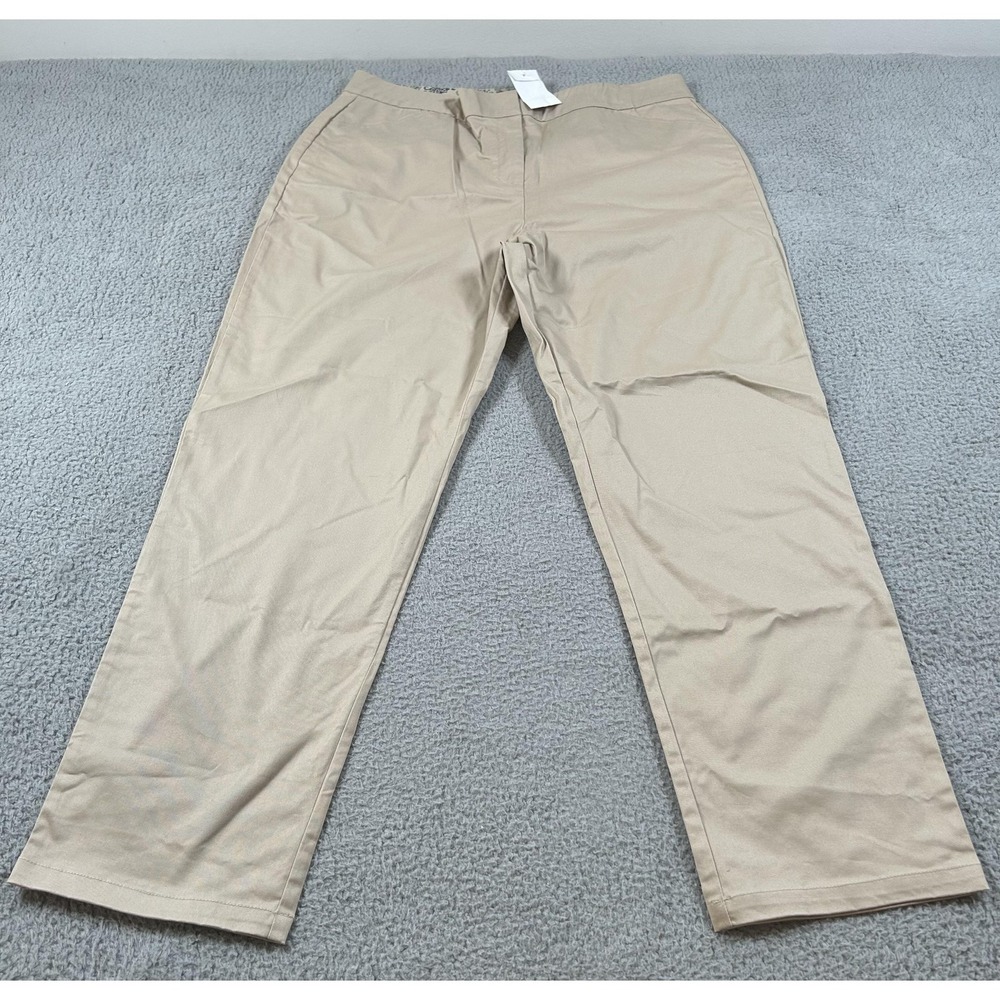 Appleseed's Pants Womens 18 Khaki Straight Leg Stretch Chino Zip Fly Flat Front